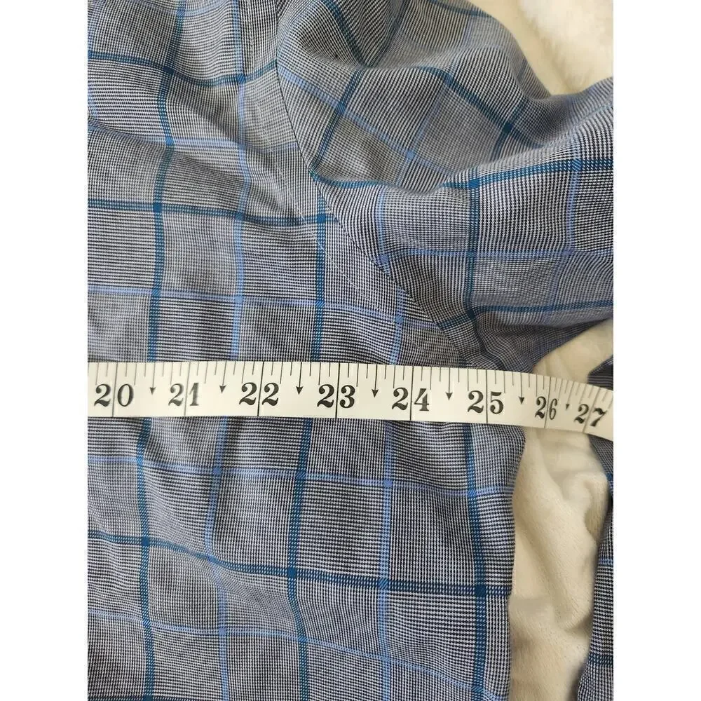 Untuckit Men's button down shirt window pane plaid navy sz XXL career preppy - Picture 5 of 9